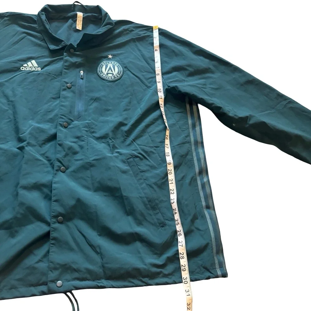 Adidas‎ Atlanta United FC Mens 2XL Teal Green Fleece Lined Snap Coach Jacket